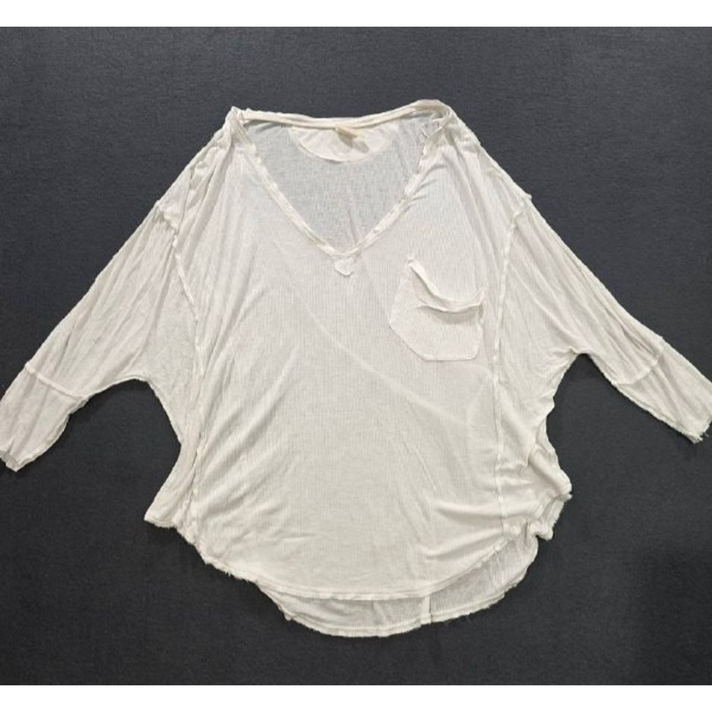 FREE PEOPLE Golden Gate oversized boho top Y2K Tee White/Ivory Medium A008481 - Picture 2 of 8
